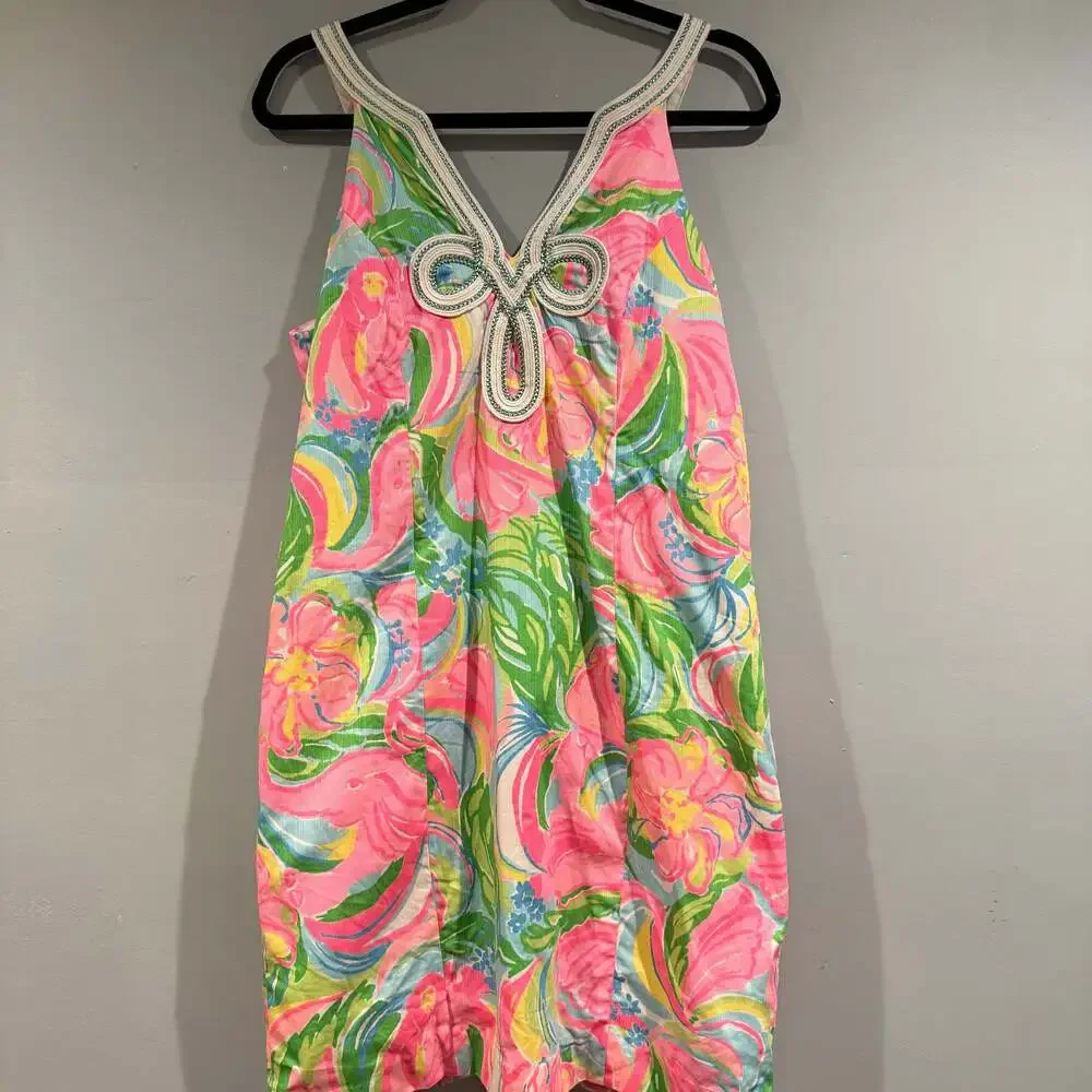 Lilly Pulitzer Sleeveless Shift Dress Size 10 Multicolor Tropical Floral - Picture 1 of 5
